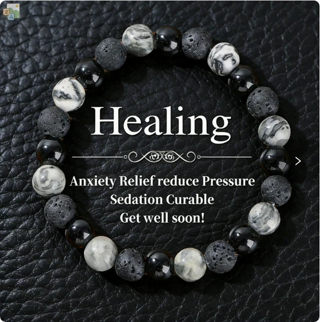 Howlite & Black Stone Grounding Bracelet natural stone beaded bracelet