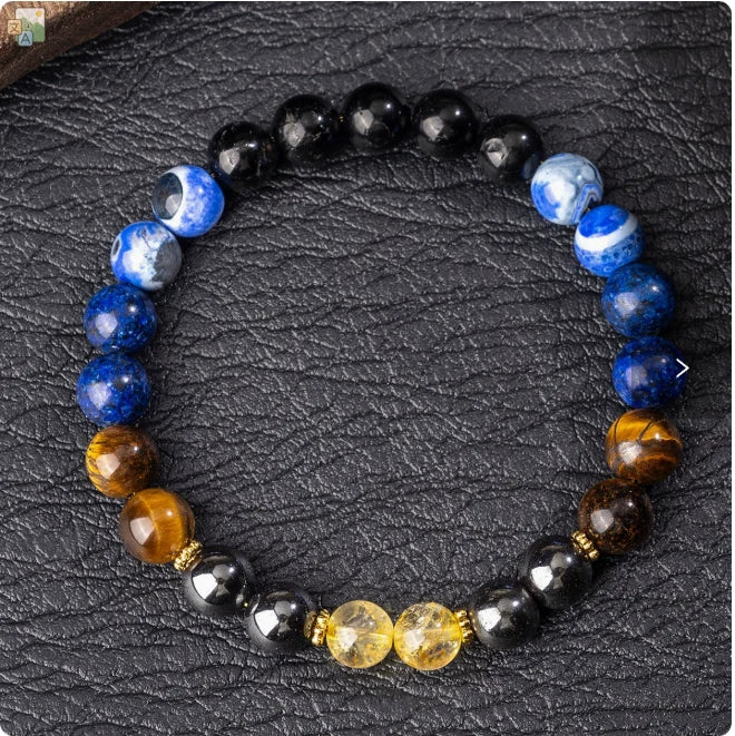 Midnight Blue & Golden Stone Bracelet natural stone beaded bracelet