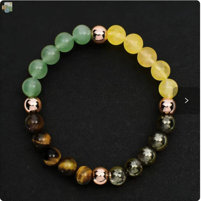 Pastel Green & Golden Stone Bracelet natural stone beaded bracelet